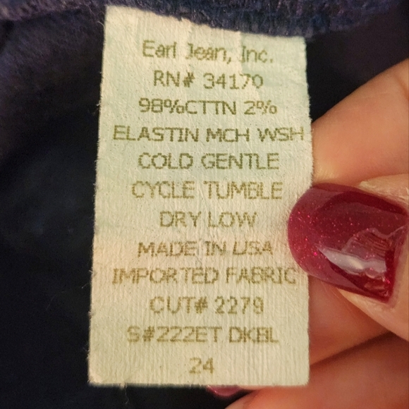 Vtg Earl Jeans Ink Blue Stretch Low-Rise Cotton Twill Bootcut Jeans 24 - Picture 8 of 8